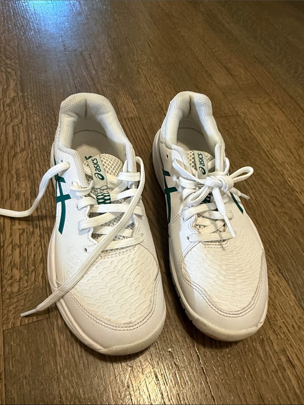 ASICS Kids White Sneakers with Teal Stripes
